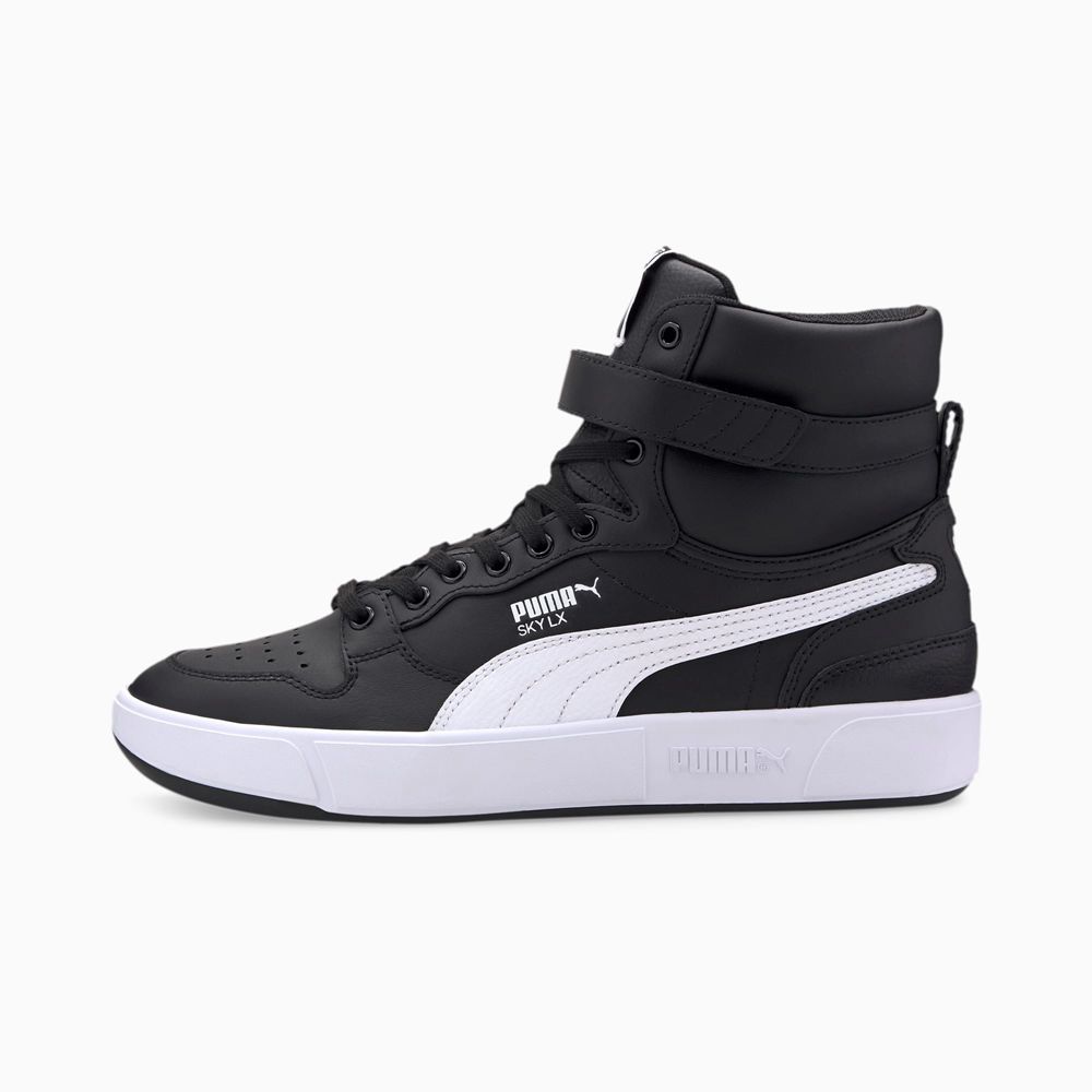 Puma Sky LX Mid Cut Athletic Férfi Kosárlabda Cipő - Fekete/Fehér ( Hungary - ZIQFM4518 )